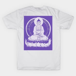 Simple Calm Art print Blue Buddha T-Shirt